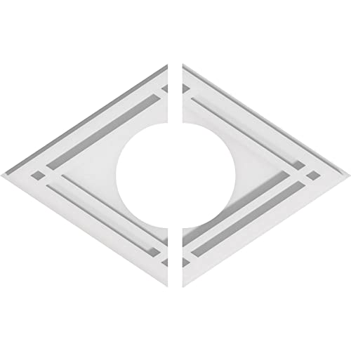 Image of Ekena Millwork CMP16X10DD2-05000 Diamond Architectural Grade PVC Contemporary, Two Piece Urethane Ceiling Medallions 16 inchW x 10 5 /8 inchH x 5 inchID x 5 1 /2 inchC x 1 inchP