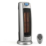 Comfort Zone 1,500W Ceramic Tower Space Heater with Remote, Backlit Digital Thermostat & Temperature Display, 3 Heat Settings + Fan Mode, 90° Oscillation, Timer, Overheat & Tip-Over Protection