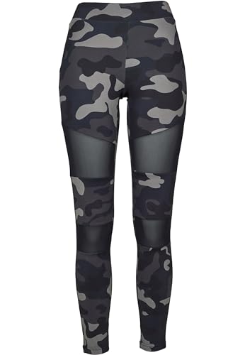 Urban Classics Ladies Camo Tech Mesh Leggings, Leggings, Mujer, darkcamo/negro, M