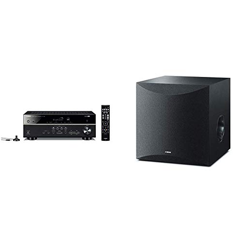 Image of Yamaha RX-V385 5.1-Channel 4K Ultra HD AV Receiver with Bluetooth & 10" 100W Powered Subwoofer - Black (NS-SW100BL)