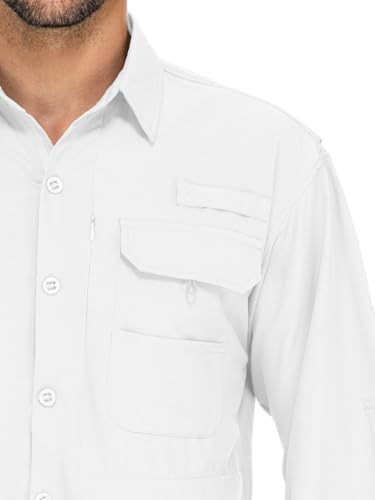 Men's Sun Protection Fishing Shirts Long Sleeve Travel UPF 50+ UV Quick Dry Cooling Safari Camping Hiking Button Down Shirts