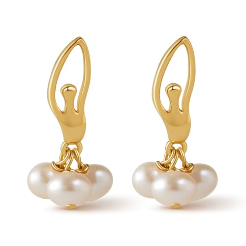 【FANGYOU】ピアス パールピアス 天然真珠 淡水パール S925銀針 金属アレルギー対応 淡水真珠 耳飾り 揺れる フランス風 ロマンチック エレガント レディース 人気 おしゃれ バレリーナ形 ユニーク