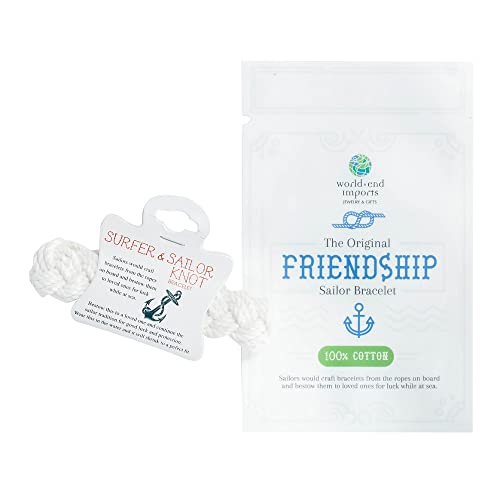 World End Imports White Cotton Sailor Knot Bracelet (Small)2