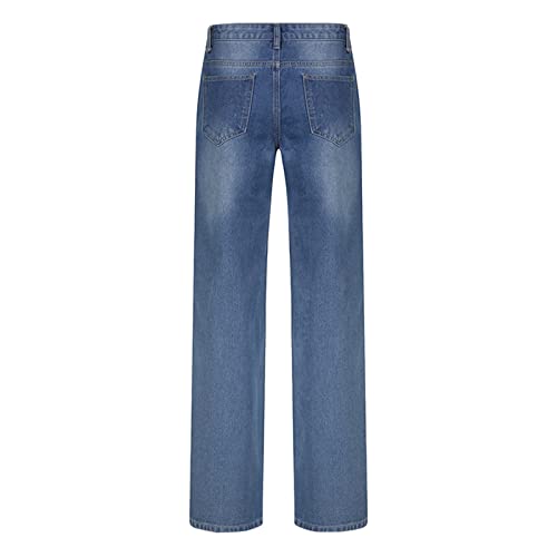 Women Gothic Cargo Jeans Wide Straight Leg Punk Grunge Baggy Pants Fairy Aesthetic Trousers Y2K Streetwear(Fairy Flower,Small) #TOP3