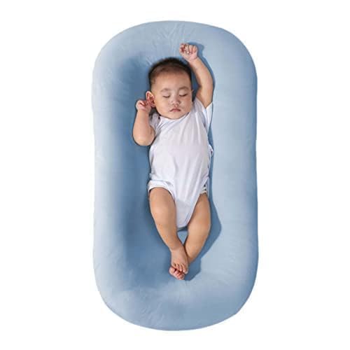 Image of Baby Lounge Pillow for Newborn 0-24 Months, Newborn Lounger Nest Sleeping for Baby in Bed, Infants Lounger for Boys & Girls (Blue, 29.5*19.3in)