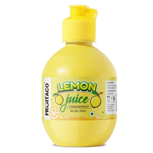 Image of Fruitaco Yellow Lemon Juice Concentrate - Pack of 6 (1500ml) | Equivalent to 150 Lemons | Pocket Bottle | Easy to Use in Cooking, Beverages, Shikanji, Lemonade & More