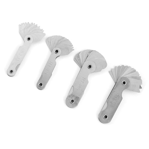 Sunicon Radius Gauge Set, 4pcs Stainless Steel Radius Fillet Gauge Measuring Tool R0.3 to 1.5 R1 to 6.5 R7 to 14.5 R15 to 25 for Tool and Die Makers Check