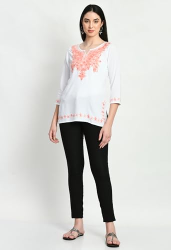 Image of QAZMI Short Kurti for Women| Rayon Cotton Embroiderd Kurta | Women