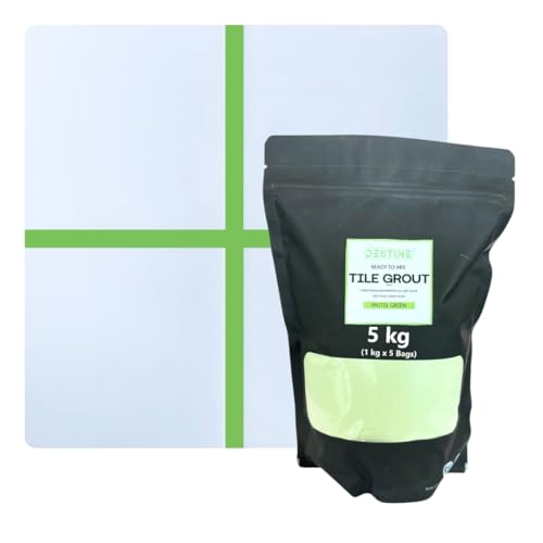 Image of DESTINE READY-TO-MIX inchTILE GROUT inch (16 COLOURS) (ALL PACKS: 100 Gm,250 Gm,400 Gm,800 Gm,1 Kg), Waterproof, Crack Filler, Cement Based Tile Gap Filler (5 Kg, Pastel Green)
