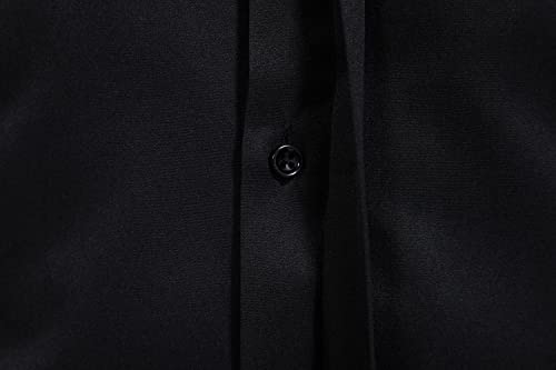 Men’s Banded Collar(Mandarin Collar) Long Sleeve Casual Solid Fancy Dress Shirts4