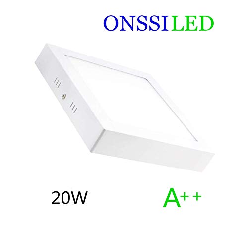 Plafon de Techo LED 20W 2000lm Blanco Neutro 4000k-4500k Cuadrado Superficie Panel LED Iluminacion Para Sala de Estar,Comedor,Dormitorio,Oficina,Tienda Comecial ONSSI LED