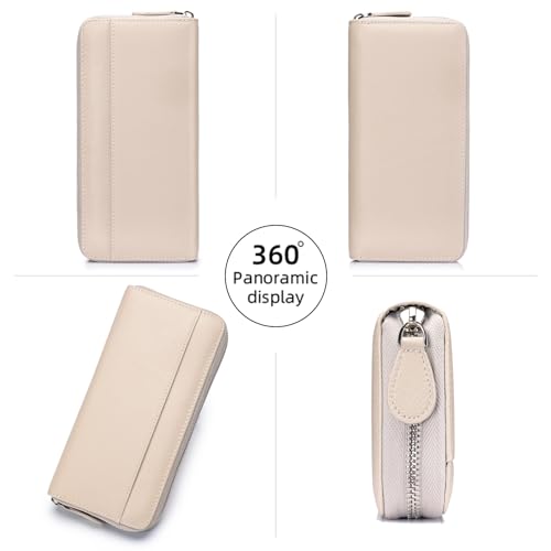Image of RFID Blocking Womens Zipper Wallet Leather Large Capacity Billfold Clutch Zip Around Wallets for Women