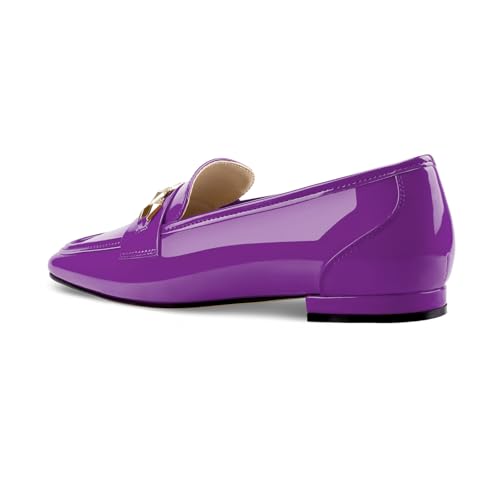 Image of Oh Mispares Womens Loafers Square Toe Low Heel Penny Loafers Fashion Comfortable Slip on Flats Casual Dressy Shoes for Women Work Office Patent Leather