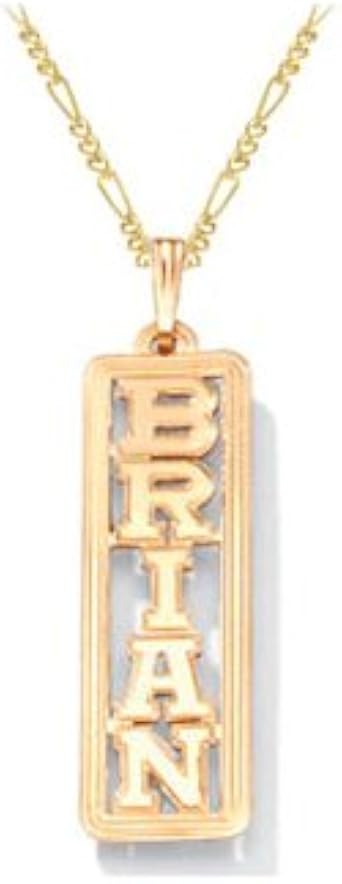 Yellow Gold Vertical Name Plate Pendant 