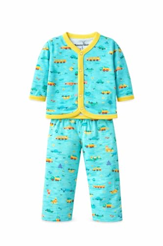 Image of NammaBaby New Born Baby Combo Set Cotton Front Open Full Sleeves Vest- Tshirt Jhabla (6PC) and Unisex Kid's Pajama with Booties (6PC)- Perfect for Your Infants with Cutely Print (12 Pieces)