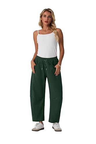 Lepunuo Barrel Sweatpants Women Casual Baggy Elastic Waisted Pants Wide Leg Gym Trousers with Pockets