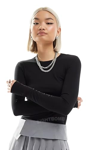 Image of SIGHTBOMB Close Rim Ultra Soft Microfiber Round Neck Long Sleeve Cuddle TEE for Women