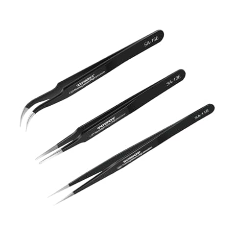 TOWOT 3 PCS Precision Tweezers Set, Premium Anti-static Stainless Steel Electronics Tweezers for Craft, Soldering, Jewelry Making, and Experimental Work Industrial Tweezers Cover