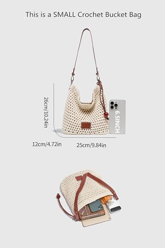 Image of Ulisty Women Small Cotton Crochet String Bag Handwoven Summer Beach Bag Knitted Vacation Shoulder Bag Purse Handbag