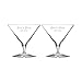 Waterford Personalized Elegance Martini Glass Pair, Set of 2 Custom Engraved 11.2 oz Crystal Martini Glasses for Cocktails, Liquor, Home Bar Accessories