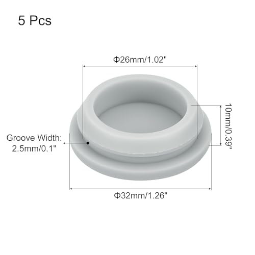 Image of MECCANIXITY 5pcs Silicone Snap in Locking Hole Plugs,26mm /1 Inch Mounting Diameter Narrow Groove Width 2.5mm Panel Seal Cover Round for Kitchen Bulkheads Waterproof Sealing Plugs Grey