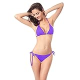 Weibliche Sexy Tiny Bikini Sets Damen Badebekleidung Triangle Bikini Sexy Badebekleidung Frauen Sea Two Pieces Push Up Frauen Bikini Badeanzug Beach Summer (Lila)