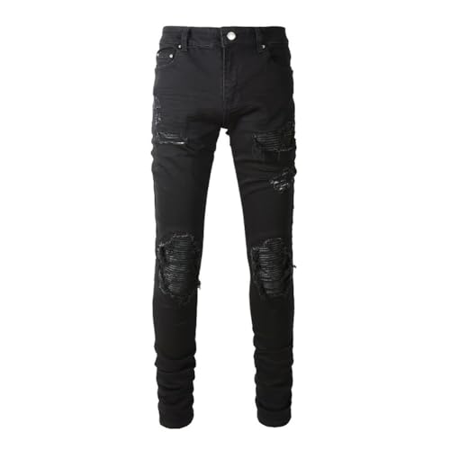 Men's Black Ripped Skinny Jeans Destroyed Stretch Denim Pants Trousers2