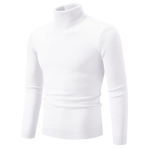 Mens Turtleneck Slim Fit Sweater Casual Knitted Twisted Pullover Solid Sweaters Ribbed Hem Jumper Tops for Fall Winter