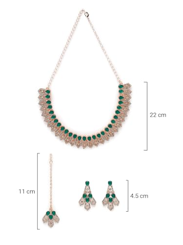 AD Stones Necklace Set with Earring and Maangtika