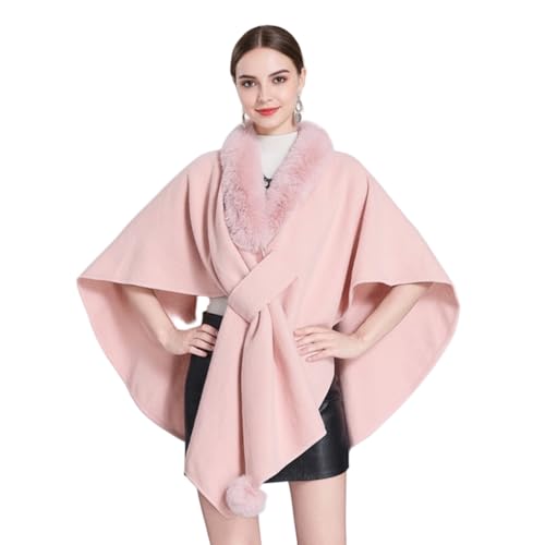 Châle avec poncho en fausse fourrure pour femme et cardigan surdimensionné en tricot