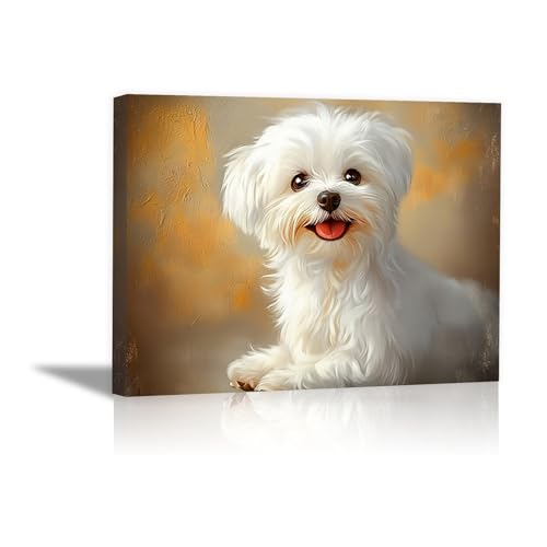 Tableau de toilette rigolo avec chien moderne pour habiller un salon ou une chambre