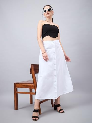 Image of Style Quotient Women Black A-Line Maxi Denim Skirt