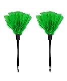 Turkey Feather Dusters for Cleaning Home Blinds Kitchen car Office, Eco-Friendly Reusable （2 pcs Green）