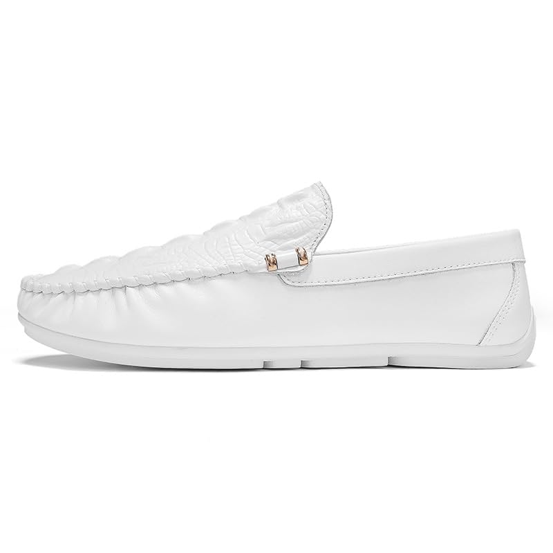 Loafers for Men Round Toe Solid Color Crocodile Print Loafer Shoes Flexible Flat Heel Slip Resistant Prom Slip-ons2