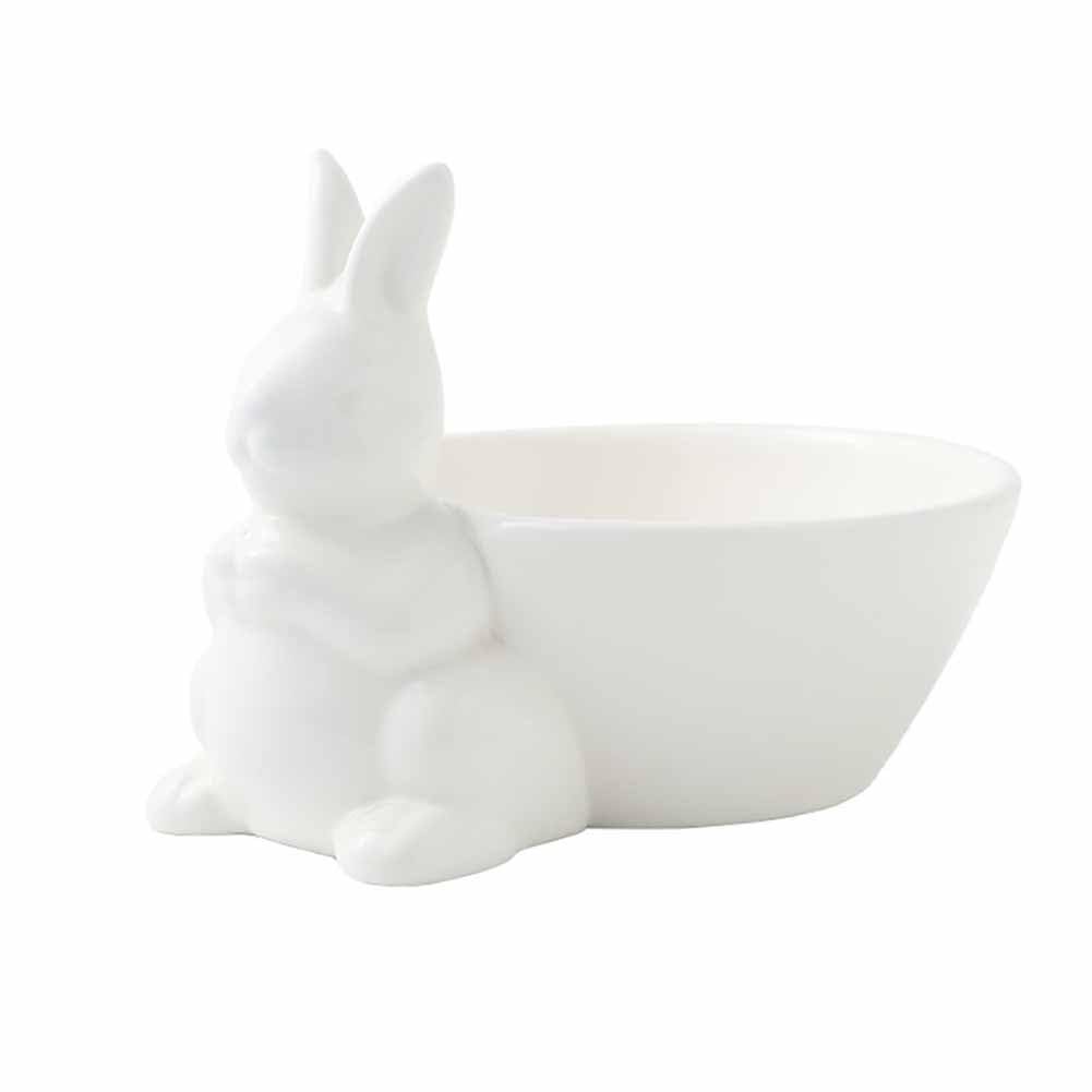 QIAOIDEA Easter White Bunny Candy Dish, Ceramic Easter Candy Bowl Rabbit dish candy bowl, Decorative Bowls for Candy Easter Home Décor Party Table Decoration