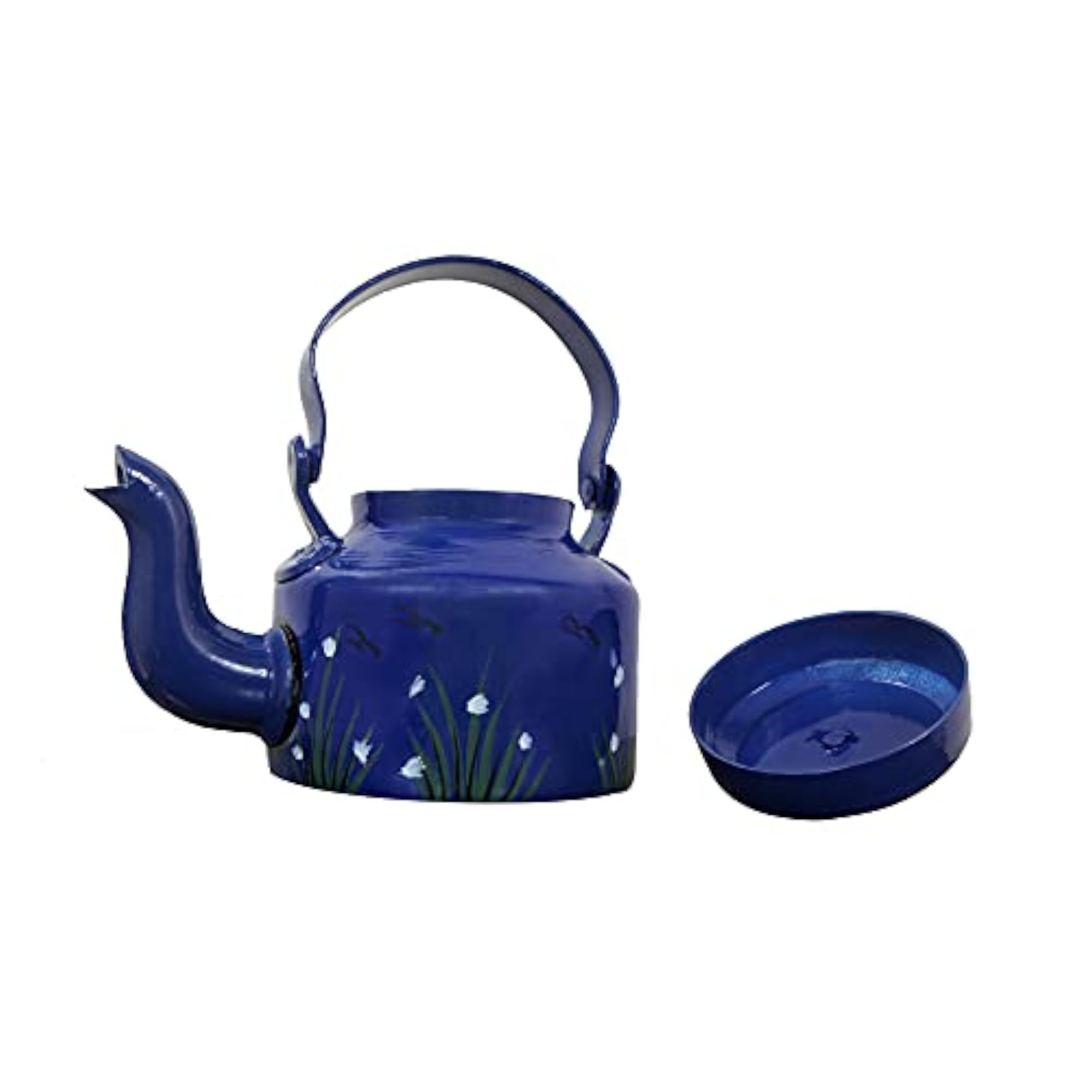 Blue Handpainted Rajasthani Traditional Aluminium Decorative Tea Kettle