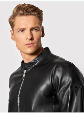 A｜X ARMANI EXCHANGE Men's Fitted Full Zip Eco Leather