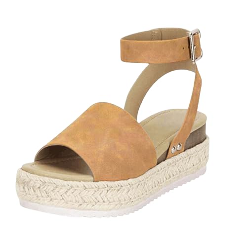 Platform Sandals Women Dressy 2025 Summer Open Toe Buckle Ankle Strap Wedge Sandals Comfortable Arch Support Wedge Sandals