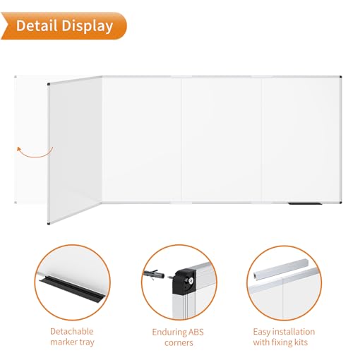 Image of VIZ-PRO Large Magnetic Dry Erase Whiteboard, 120 x 48 Inches, Foldable