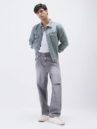 Urbano Fashion Men's Regular Fit Washed Full Sleeve Denim Jacket