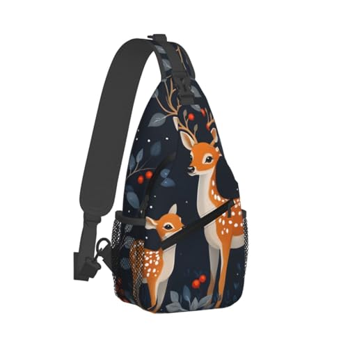 Bolso bandolera tipo sling unisex con estampado ciervo miniatura 2