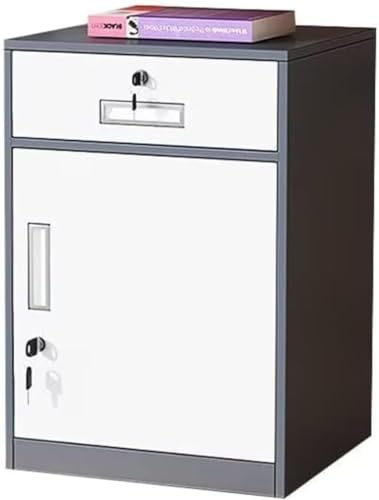 Barino オフィスキャビネット ファイル デスクワゴン サイドワゴン スチール製 サビ止め塗装 机下収納 完成品 大容量 鍵付き 引き出し 扉付き 袖机 オフィス 事務所 更衣室 学校 業務用 オフィスサイド、テーブル下ファイル、データ、小型 ロック付
