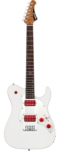 WestCreek TT-50KS Solid Body Electric Guitar Mahogany Body Maple Neck Rosewood Fretboard Rounded End Frets Bone Nut 22 Frets (White)
