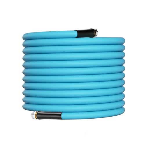 MEASUREMAN 25 Feet Lightweight Garden Hose, 5/8 inch x 3/4 inch GHT, All-Weather & Flexible, Kink-Resistant, Leak-Proof, Blue