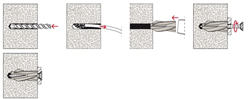 fischer GB 8 - Gasbetondübel zum Befestigen von Briefkastenanlagen, Fassaden- und Dachkonstruktionen uvm. in Porenbeton, Porenbetonwand- und -deckenplatten - 25 Stück - Art.-Nr. 50491, Standard
