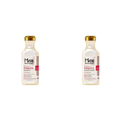 Maui Moisture Shine + Awapuhi Moisturizing Vegan Shampoo with Maui Moisture Shine + Awapuhi Moisturizing Vegan Conditioner with Oils for Shiny Hair Silicone & Sul