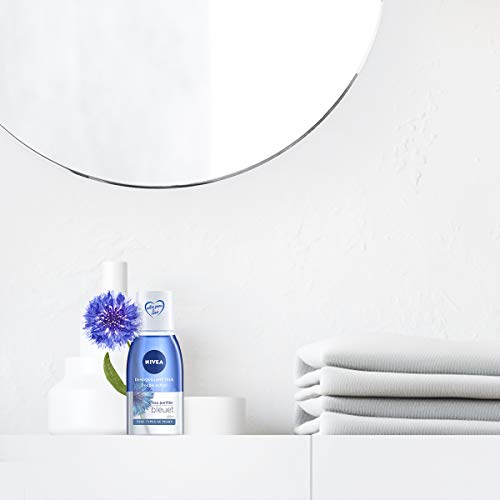 NIVEA Démaquillant Yeux Double Action au Bleuet (1 x 125 ml), nettoyant visage enrichi en eau purifiée, soin visage femme pour tous types de peaux, format voyage (Lot de 2)
