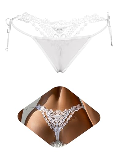 ohmydear Tanga Seductora de Hilo Mini String Tangas Sexy Donna Hot Micro Cinturón Ajustable Bragas de Cintura Baja G-String con Bordado