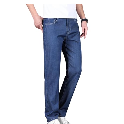 Men's Business Jeans Stretch Straight Denim Pants Thin Casual Cotton Trousers Regular Fit Male