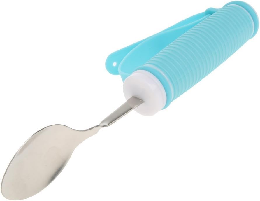 Kit Forchetta E Cucchiaio Adattivi per Tremori alle Mani - Posate Pieghevoli con Cintura A Mano - Aiuto Alimentare per Anziani Parkinson E Artrite